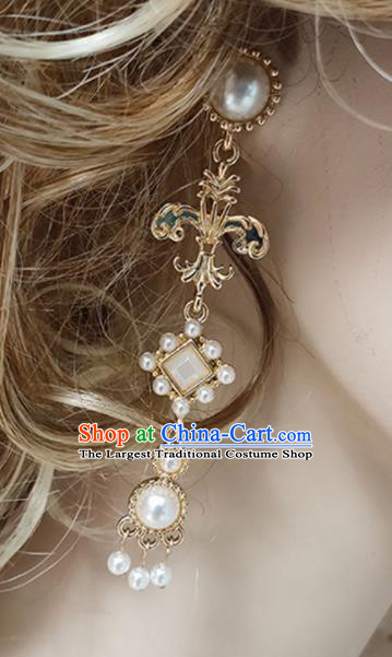 Top Grade Baroque Bride Golden Earrings Handmade Wedding Ear Accessories for Women