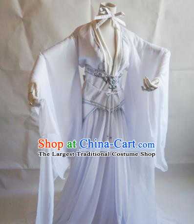 Traditional Chinese Cosplay Swordswoman White Dress Ancient Royal Princess Costume for Women