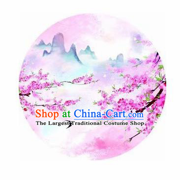 Chinese Handmade Printing Peach Flowers Pink Oil Paper Umbrella Traditional Umbrellas