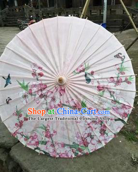 Chinese Handmade Printing Peach Flowers Oil Paper Umbrella Traditional Umbrellas