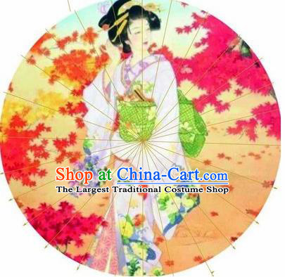 Japanese Handmade Printing Maple Leaf Beauty Oil Paper Umbrella Traditional Dance Umbrellas