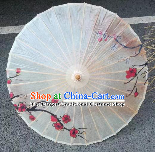 Chinese Handmade Plum Pattern White Oil Paper Umbrella Traditional Decoration Umbrellas