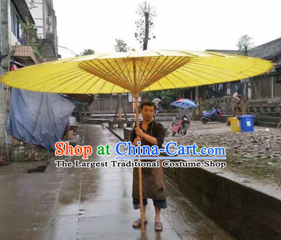 Chinese Handmade Large Yellow Oil Paper Umbrella Traditional Decoration Umbrellas