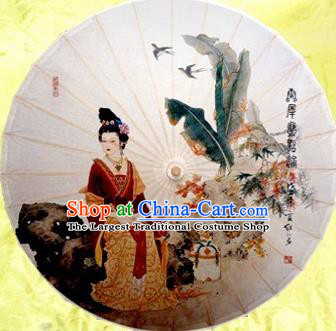 Chinese Handmade Printing Ancient Queen Oil Paper Umbrella Traditional Decoration Umbrellas