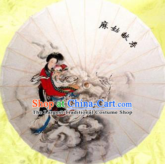 Chinese Handmade Printing Goddess Magu Oil Paper Umbrella Traditional Decoration Umbrellas