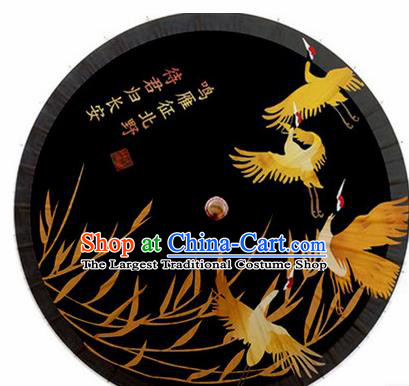 Chinese Classical Dance Printing Cranes Handmade Black Paper Umbrella Traditional Decoration Umbrellas