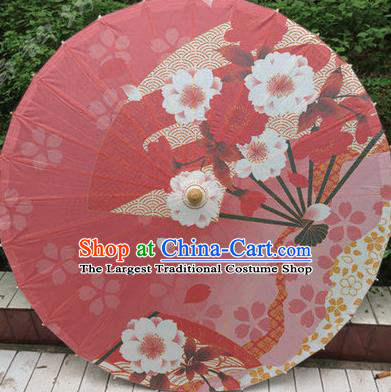 Japanese Handmade Printing Sakura Fan Pink Oil Paper Umbrella Traditional Decoration Umbrellas
