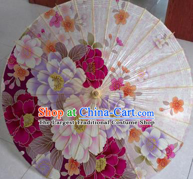 Chinese Classical Dance Handmade Printing Peony Paper Umbrella Traditional Decoration Umbrellas