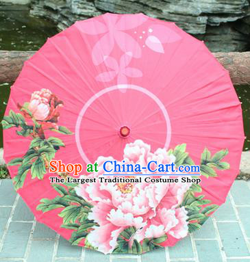 Handmade Chinese Classical Dance Printing Peony Red Paper Umbrella Traditional Cosplay Decoration Umbrellas
