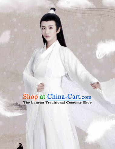 Ancient Chinese Crown Prince White Hanfu Clothing Drama Jia Feng Xu Huang Swordsman Ye Qingge Costumes for Men