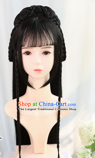 Traditional Chinese Cosplay Song Dynasty Palace Queen Wigs Sheath Ancient Flying Apsaras Chignon for Women
