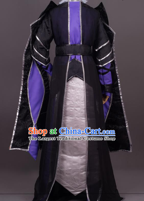 Traditional Chinese Cosplay Crown Prince Black Costumes Ancient Swordsman Hanfu Clothing for Men
