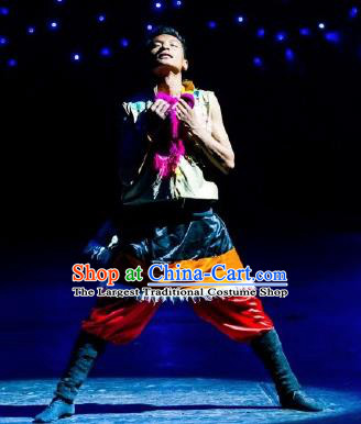 Chinese Happiness On The Way Zang Nationality Clothing Stage Performance Dance Costume for Men