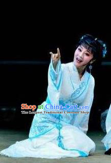 Chinese Drama Yuan Qu Ancient Court Lady Dance White Dress Stage Performance Costume and Headpiece for Women