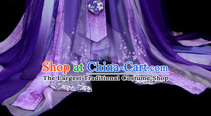 Traditional Chinese Cosplay Imperial Empress Purple Dress Ancient Drama Goddess Costumes for Women