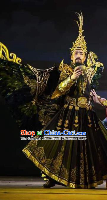 Chinese Zhaojun Chu Sai Dance Ancient Han Dynasty King Black Clothing Stage Performance Dance Costume for Men