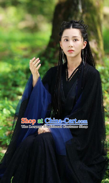 Chinese Drama Ancient Female Swordsman Black Dress Love and Destiny Princess Bao Qing Replica Costumes for Women