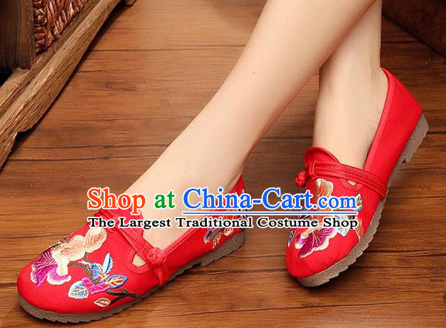 Traditional Chinese National Embroidery Red Shoes Embroidered Shoes Hanfu Shoes for Women