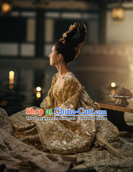 Chinese Novoland Eagle Flag Ancient Drama Crown Princess Yu Ran Replica Costumes and Headpiece for Women