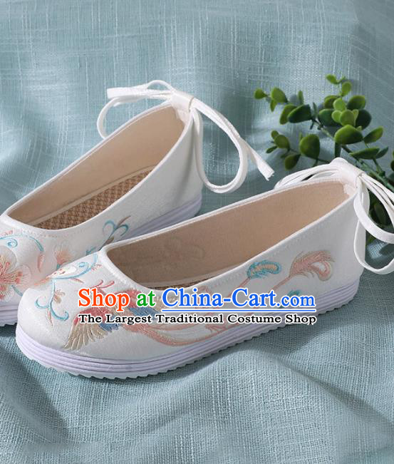 Traditional Chinese Handmade Embroidered White Shoes Wedding Shoes Hanfu Shoes Princess Shoes for Women