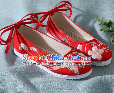 Traditional Chinese Handmade Embroidered Red Shoes Wedding Shoes Hanfu Shoes Princess Shoes for Women