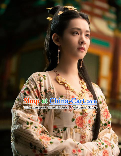 Chinese Historical Drama Ancient Princess of Yin Empir Novoland Eagle Flag Xiao Zhou Replica Costumes and Headpiece for Women