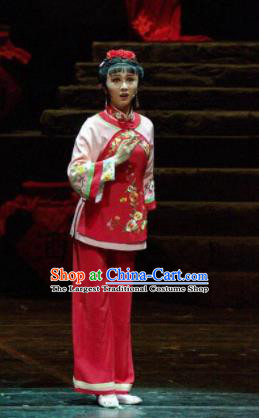 Chinese Moon Shines On Sugarbush Ferry Folk Dance Red Dress Stage Performance Dance Costume and Headpiece for Women