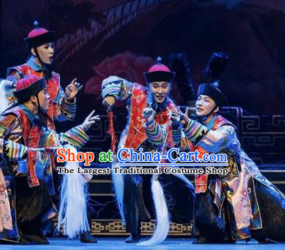 The Summer Palace Chinese Peking Opera Eunuch Clothing Stage Performance Dance Costume and Headpiece for Men