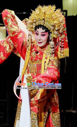 Sansheng Dream Chinese Cantonese Opera Bride Red Dress Stage Performance Dance Costume and Headpiece for Women
