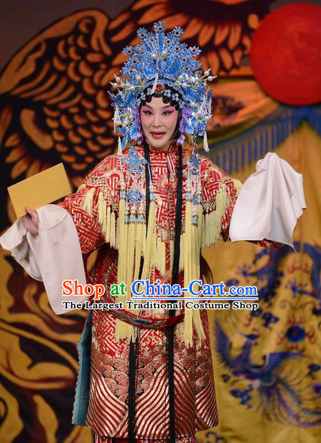 Imperial Concubine Mei Chinese Peking Opera Diva Red Dress Stage Performance Dance Costume and Headpiece for Women
