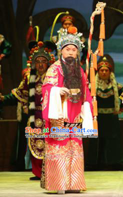 Su Wu In Desert Chinese Beijing Opera Envoy Red Clothing Stage Performance Dance Costume and Headpiece for Men