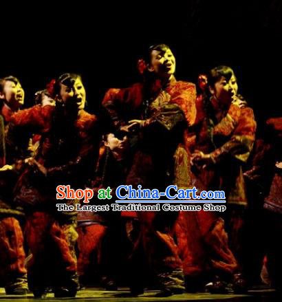 Drama Lan Huahua Chinese Folk Dance Dress Stage Performance Dance Costume and Headpiece for Women