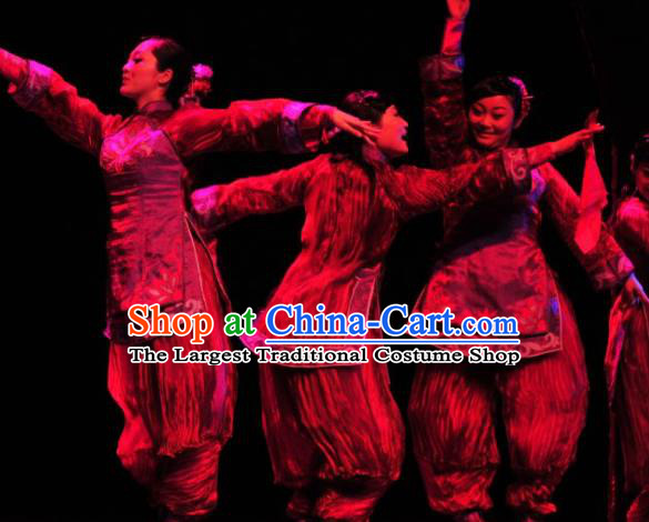 Drama Lan Huahua Chinese Folk Dance Dress Stage Performance Dance Costume and Headpiece for Women