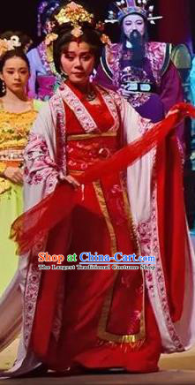 Amber Fate Chinese Beijing Opera Queen Red Dress Stage Performance Dance Costume and Headpiece for Women
