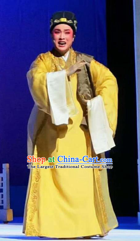 Amber Fate Chinese Shaoxing Opera Niche Yellow Clothing Stage Performance Dance Costume and Headpiece for Men
