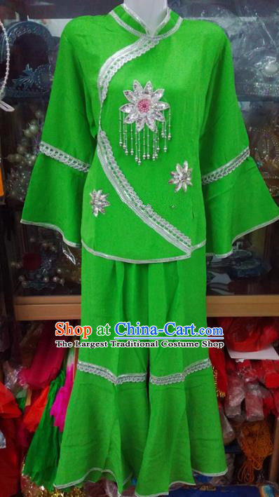 Chinese Traditional Beijing Opera Costume Peking Opera Folk Dance Green Clothing for Adults