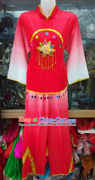 Chinese Traditional Beijing Opera Costume Peking Opera Folk Dance Yangko Red Clothing for Adults