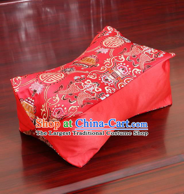 Chinese Traditional Pattern Red Brocade Pillow Slip Pillow Cover Classical Household Ornament