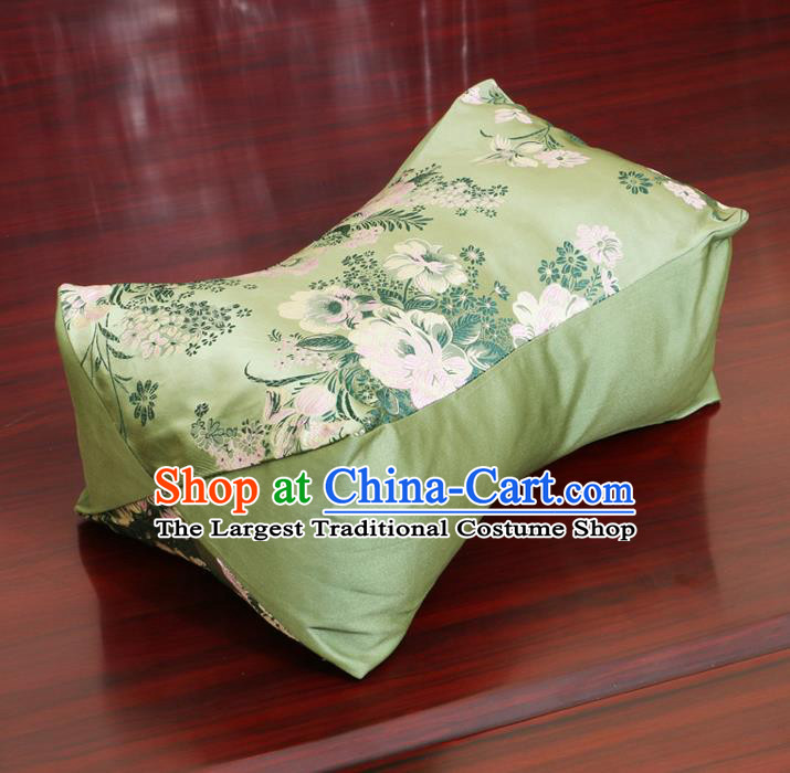 Chinese Traditional Peony Pattern Green Brocade Pillow Slip Pillow Cover Classical Household Ornament
