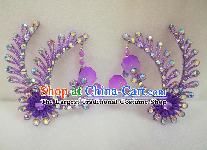 Chinese Traditional Beijing Opera Hair Accessories Peking Opera Princess Purple Hairpins Complete Set for Adults