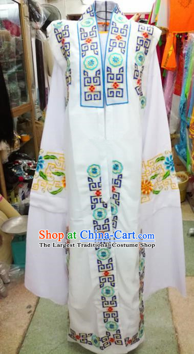 Chinese Traditional Beijing Opera Old Gentleman Costume Peking Opera Embroidered White Clothing for Adults