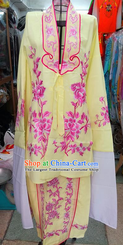 Chinese Traditional Beijing Opera Tsingyi Costume Peking Opera Actress Yellow Dress for Adults