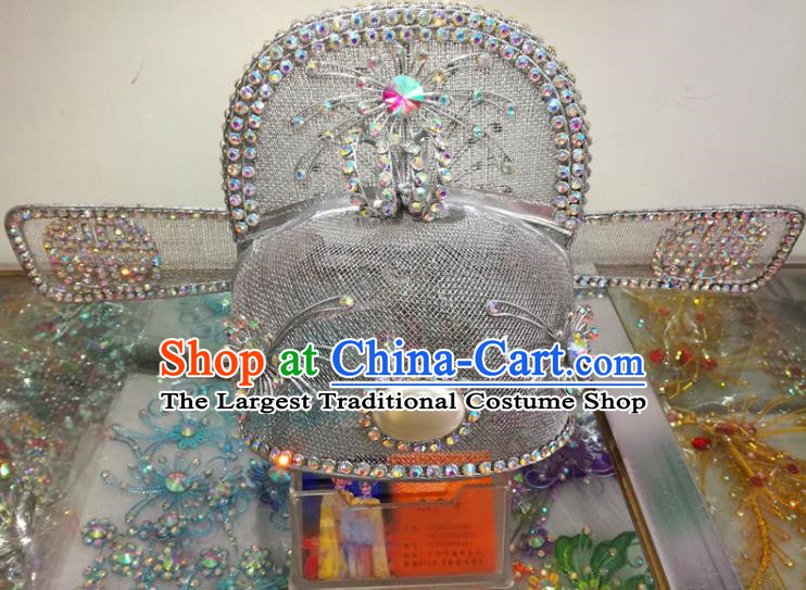 Chinese Traditional Beijing Opera Headwear Peking Opera Official Argent Hat for Adults
