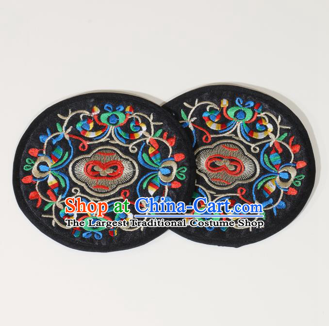 Chinese Traditional Household Accessories Classical Embroidered Black Brocade Teacup Mat