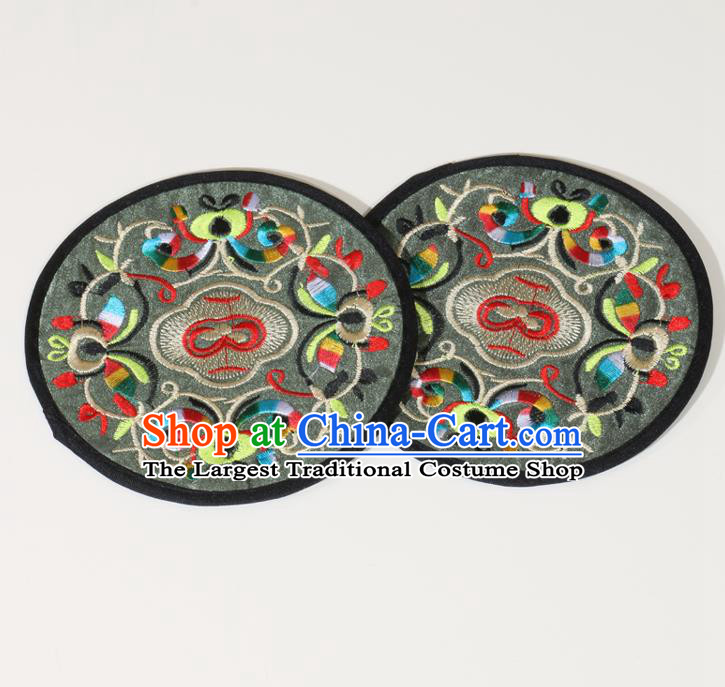 Chinese Traditional Household Accessories Classical Embroidered Olive Green Brocade Teacup Mat