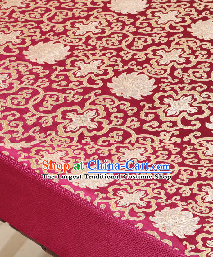 Chinese Traditional Lotus Pattern Wine Red Brocade Desk Cloth Classical Satin Household Ornament Table Cover
