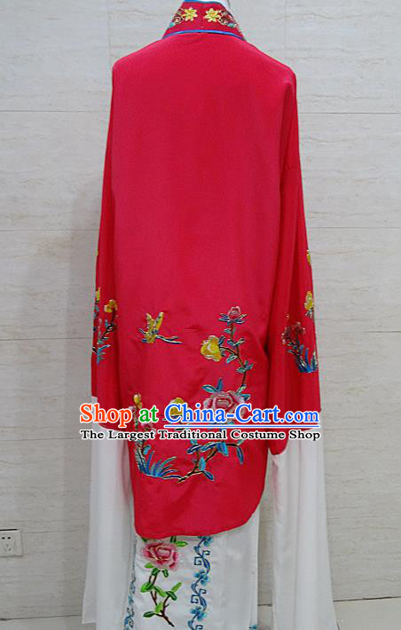 Chinese Traditional Beijing Opera Embroidered Peony Rosy Dress Peking Opera Diva Costume for Adults