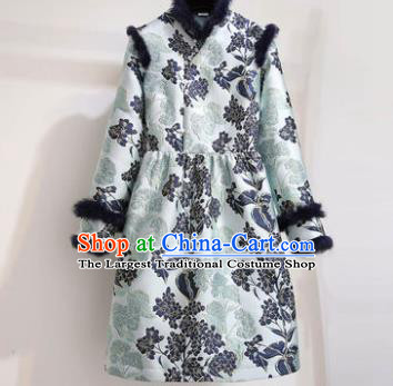 Chinese Traditional Tang Suit Costume Cotton Wadded Qipao Dress Cheongsam for Women