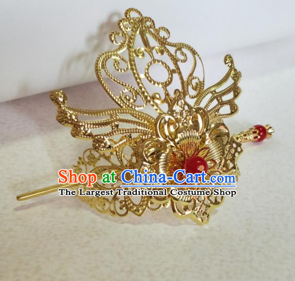 Chinese Traditional Hair Accessories Ancient Swordsman Prince Golden Hairdo Crown Headwear for Men
