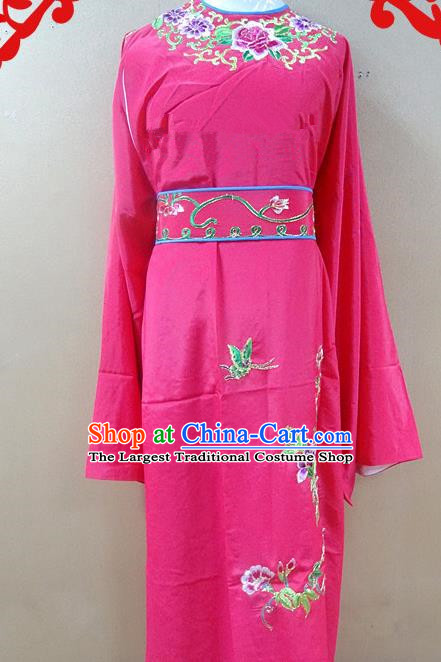 Professional Chinese Beijing Opera Niche Rosy Embroidered Peony Robe Traditional Peking Opera Scholar Costume for Adults
